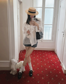 Pale frill blouse