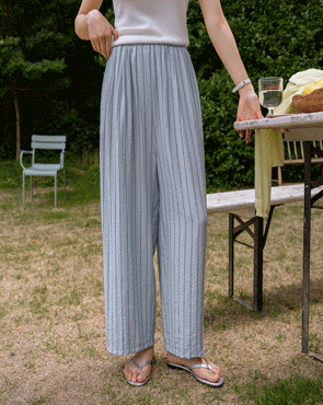 Cool Stripe Wide Elastic Pants