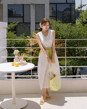 Rustling hair tie set sleeveless dress