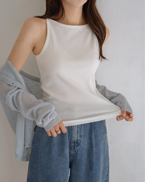 Sticky Tension Halter Neck Ribbed Sleeveless