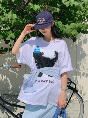 Maternity*Blue Hat Puppy Short T-shirts