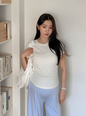 Maternity*Small Flower Side Shirred Short T-shirts