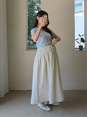 Maternity*Soft Smoke Banding Rong Skirt