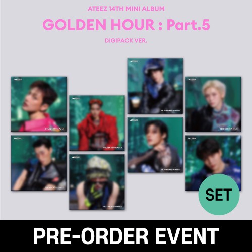 [PRE-ORDER EVENT] 에이티즈 (ATEEZ) - 14TH MINI ALBUM GOLDEN HOUR : Part.5 [DIGIPACK VER.][8종 SET]