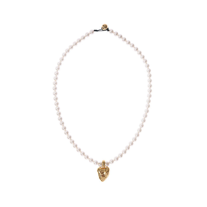 MIMI Metal Heart 6mm Pearl Necklace