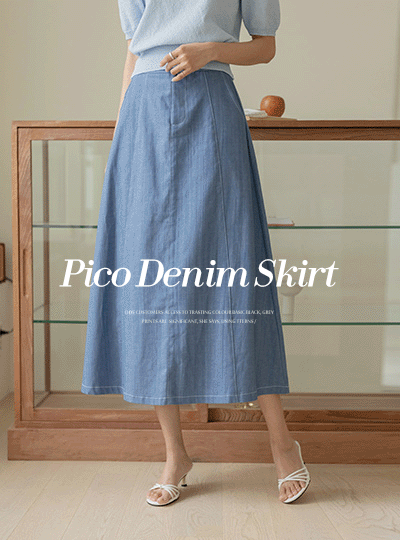 피코 Summer Denim Stitch A-line Skirt