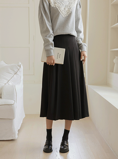 Span Pleats Line Back Banding Skirt