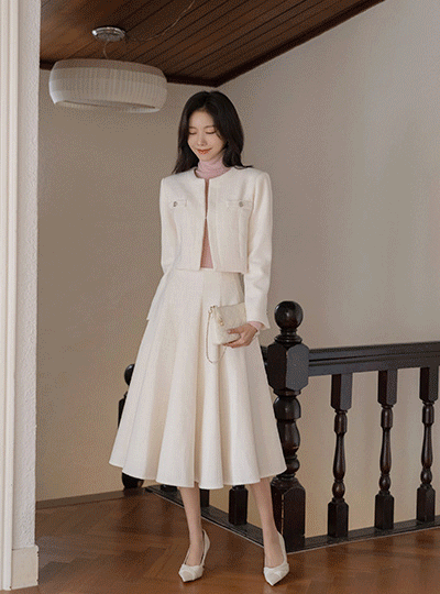 Reina Tweed A-line 훌 Set-up Skirt