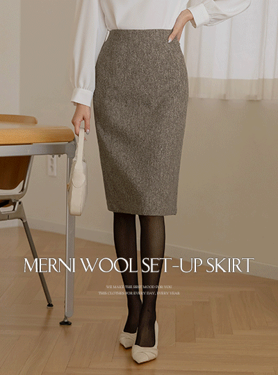 메르니 Wool H-line Set-up Skirt