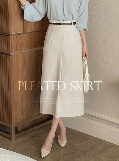 front Wrinkles Belt (Set) Skirt