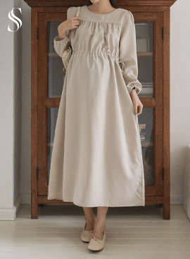 <b>[Limited Quantity SALE]</b> [S-made] Maternity*Solid Adjustable Maternity Dress