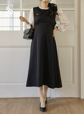 <b>[Limited Quantity SALE]</b> [S-made] Maternity*Between Season Bustier Maternity Dress