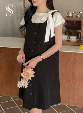 <b>[Limited Quantity SALE]</b> [S-made] Maternity* Button-up Bustier Mini Maternity Dress