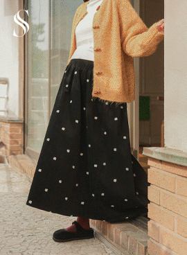 [S-made] Maternity*Embroidered Golden Smoke Maternity Skirt