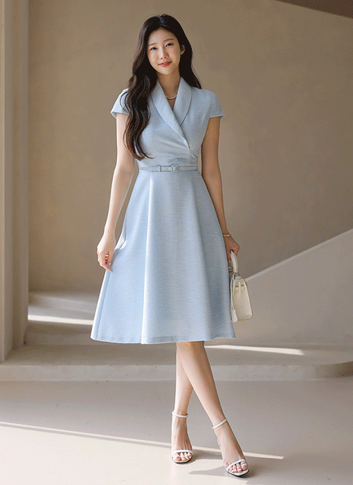 Grace Shawl Collar Belted Dress