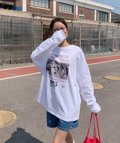 セントプリンティング長袖ロングTシャツ