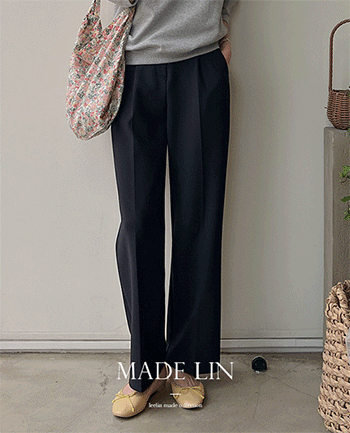 <FONT color=#5a3954>MADE LIN</font> JACKARD CHEESE SPAN ONE-TACK SEMI-WIDE SLACKS [size:S,M,L,XL(Long/Short)]