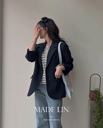 [Deep navy][Best special price 16,000 won discount] <FONT color=#5a3954>MADE LIN</font> Naturally covered Tailored collar jacket [size: F (55-66)]