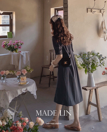[Best Special Price 9,000 Won Discount] <FONT color=#5a3954>MADE LIN</font> Cloth Edge Pintuck Puff Seoljeon One Piece [size: F (55~66)]