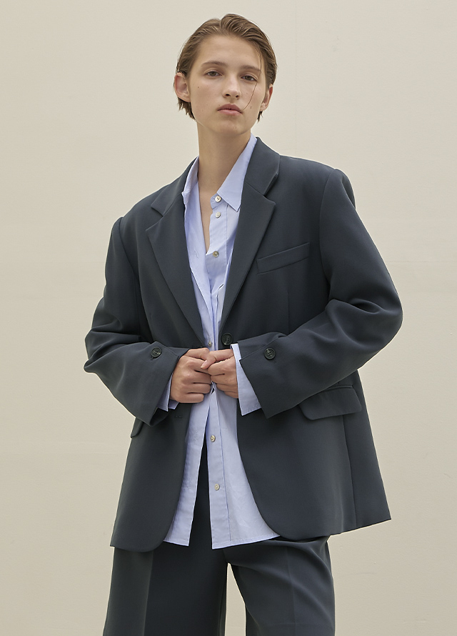 (JK-2857)Edith Setup Sleeve Color Matching Overfit Jacket Korea