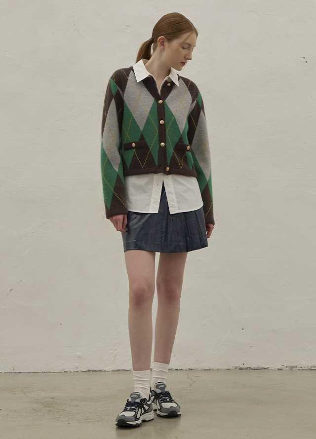(SK-4840)Monica leather pleated mini skirt Korea