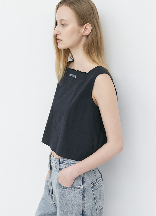 (BL-4421)AN SEMICIRCLE SCALLOP SET-UP BLOUSE Korea
